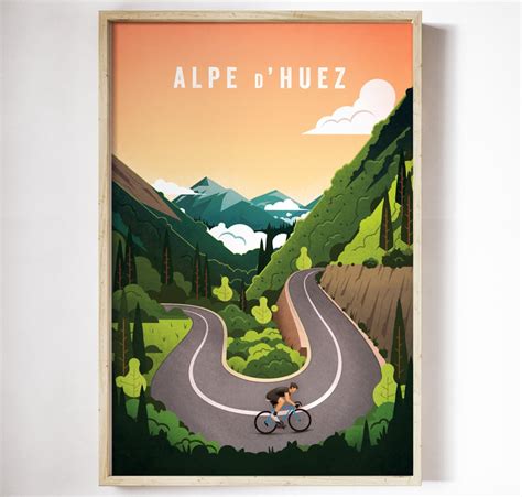 Alpe D'huez Print Cycling Print Cycling Souvenir Gift for Cyclist Christmas Cycling Gift Ideas ...