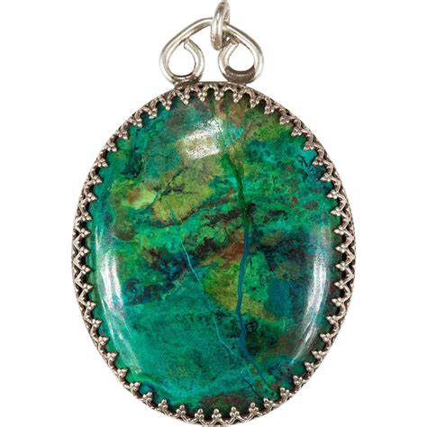 Large Rare Natural Turquoise Stone Pendant Sterling Silver : Tanya's Treasures | Ruby Lane