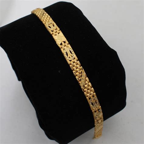 22k Solid Gold Bracelet Men Jewelry, 22kt Yellow Gold Bracelet, Unique ...