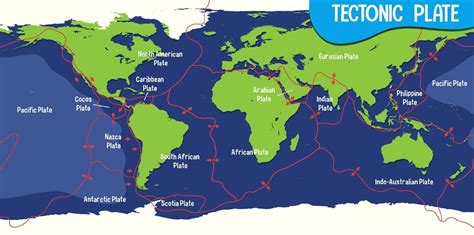 World Map Showing Tectonic Plates Boundaries 3022665 Vector Art at Vecteezy