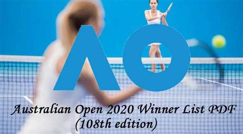 Australian Open 2020 Winner List PDF(108th Edition) » Students Disha - All Competitive Guide