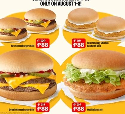 Mcdo Burgers Menu Prices in Philippines