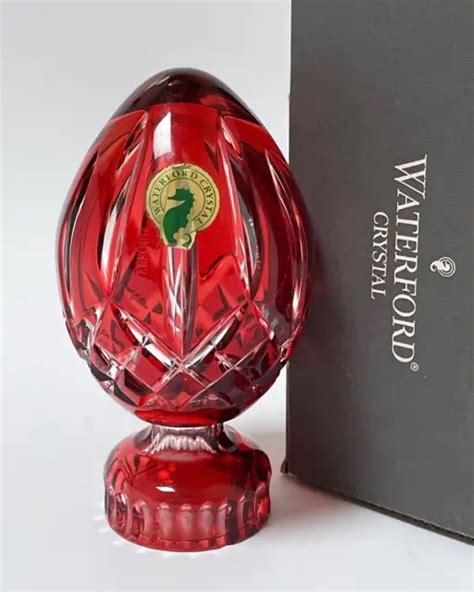 WATERFORD CRYSTAL LISMORE Egg Paperweight Sculpture Pink Boxed Signed $142.69 - PicClick
