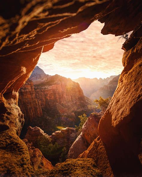 Canyon Overlook through the rocks. Zion National Park, UT [3244x4055 ...