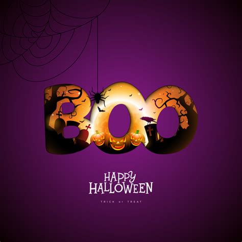 Happy halloween purple background vector free download