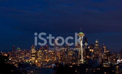 Seattle Skyline At Night Stock Photo | Royalty-Free | FreeImages