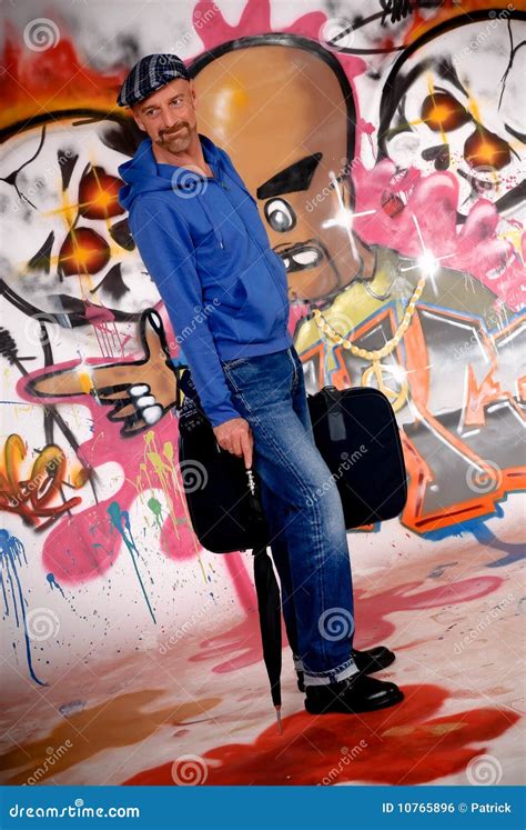 Man Commuter, Urban Graffiti Stock Photo - Image of middle, white: 10765896