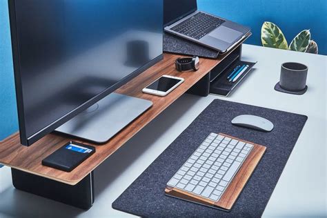 Desk Shelf & Wooden Dual Monitor Stand System | Grovemade® in 2020 | Desk shelves, Shelf system ...