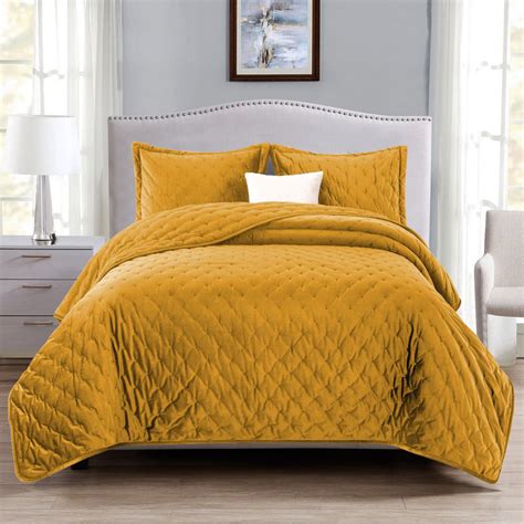 Ochre Bedding | Crushed Velvet Bedspread Set - Imperial Rooms