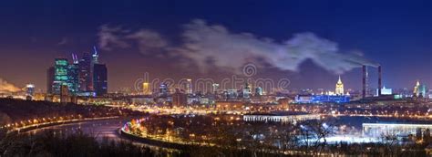 Moscow skyline at night stock image. Image of city, dense - 23699173