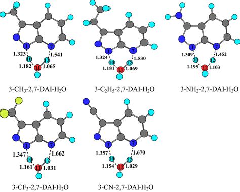 TS structures of ESDPT in the 3-R-2,7-DAI-H2O (R: CH3, C2H5, NH2, CF3 ...