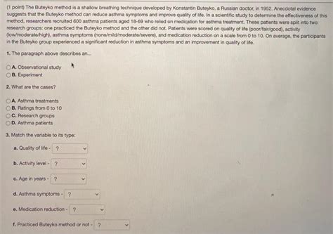 Solved (1 point) The Buteyko method is a shallow breathing | Chegg.com