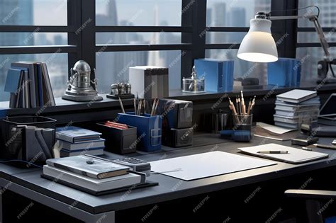 Premium AI Image | A WellOrganized Desk with Stationery and Supplies