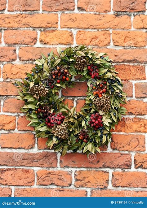 Garland with Green Leaves and Berries Stock Image - Image of frame ...