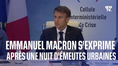 Nuits d'émeutes: Emmanuel Macron en appelle "à la responsabilité" des ...