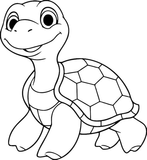 Premium Vector | Turtle vector illustration black and white outline turtle coloring book or page ...