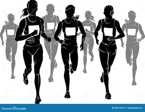 Women Marathon Silhouette stock vector. Illustration of fitness - 58374177