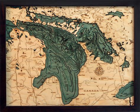 Lake Huron Wood Carved Topographic Depth Chart / Map - Etsy | Lake huron, Huron, Lake art