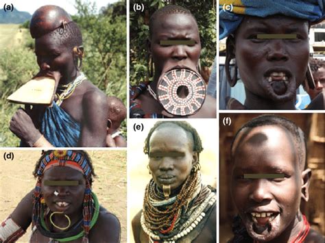 Lip plates and plugs in Africa. (a) Surma woman, 21 years, with wooden... | Download Scientific ...