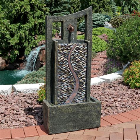 Sunnydaze Modern Road Outdoor Water Fountain 39" Patio Water Feature w/ LED - Walmart.com ...