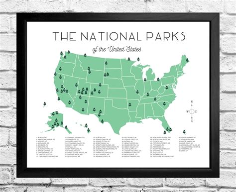 National Parks Map Checklist Instant Download - Etsy