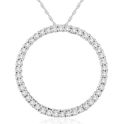 14k White Gold 1ct TDW Diamond Circle Pendant White | eBay