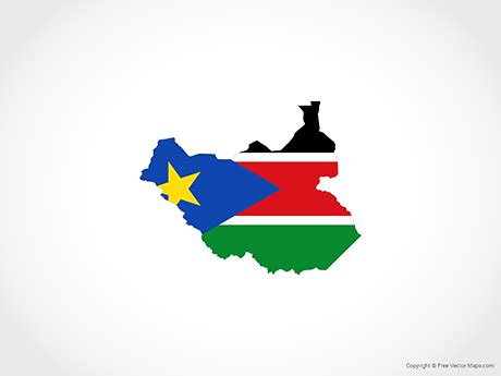 Printable Vector Map of South Sudan - Flag | Free Vector Maps