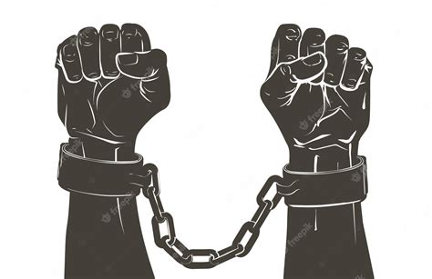 Premium Vector | Handcuffs on the hands of the slave black African ...