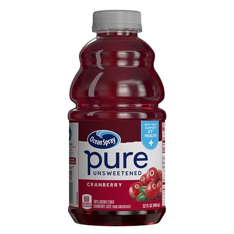 Buy Ocean SprayPure Unsweetened Cranberry, 100% Cranberry Juice From Concentrate, 32 Fl Oz ...