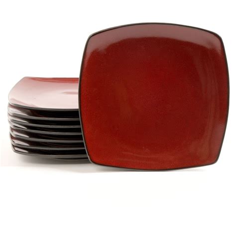 Gibson Home Soho Lounge 10.5" Square Dinner Plates, Red, Set of 8 - Walmart.com - Walmart.com