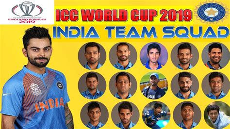 ICC World Cup 2019 India Team Squad || India Cricket Team || India Team ...