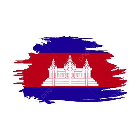 Bandiera Della Cambogia Stilizzata Su Sfondo Bianco Trasparente, Pennello Bandiera Cambogiana ...