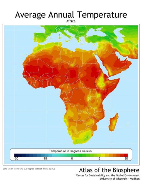 Map of Africa Average Annual Temperature