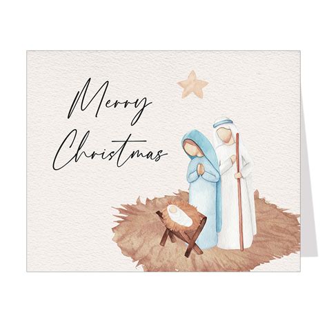 Watercolor Jesus Mary Joseph Christmas Card – The Invite Lady