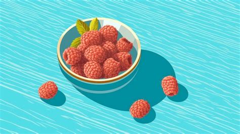 Premium AI Image | Raspberry On Table A Modern 2d Illustration