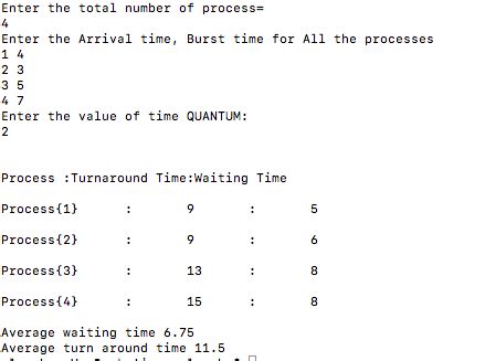 Implementation of Round Robin CPU Scheduling algorithm using C++