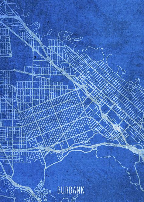 Burbank California City Street Map Blueprints Mixed Media by Design Turnpike