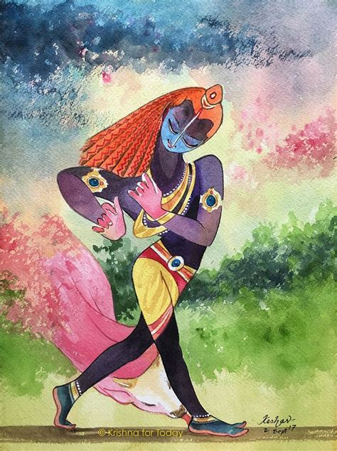 Ananya #watercolour #krishnafortoday | Krishna painting, Hindu art, Indian art paintings