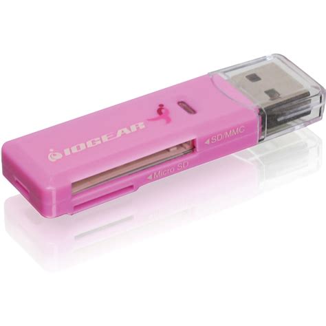 IOGEAR SD/microSD/MMC Card Reader/Writer (Pink) GFR204SDP B&H