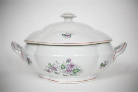 large soup tureen white with floral motif by VintageFrenchDecor