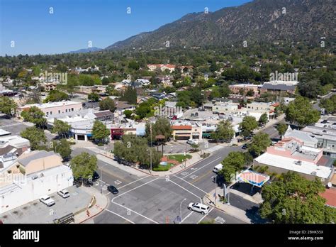 Aerial view above downtown Sierra Madre, California Stock Photo - Alamy