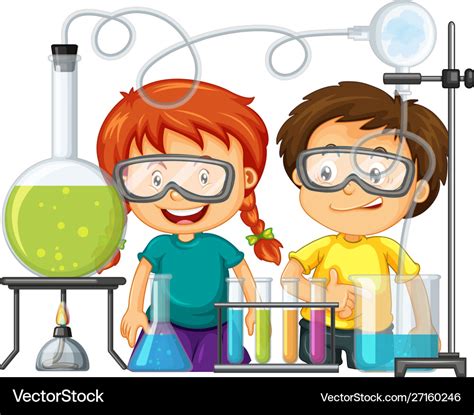 Scientist doing experiment in science lab Vector Image