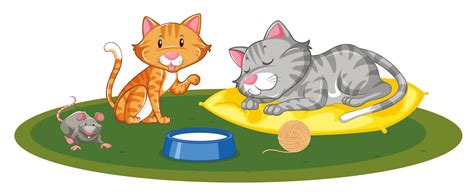 Free Vector | Two cats and one mouse playing