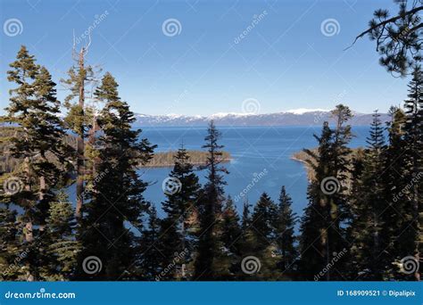 View of Emerald Bay with Fannette Island in Winter Season Stock Image ...