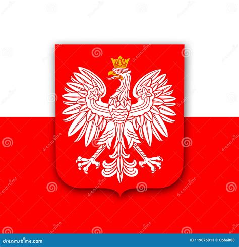 Poland flag with eagle stock vector. Illustration of icon - 119076913