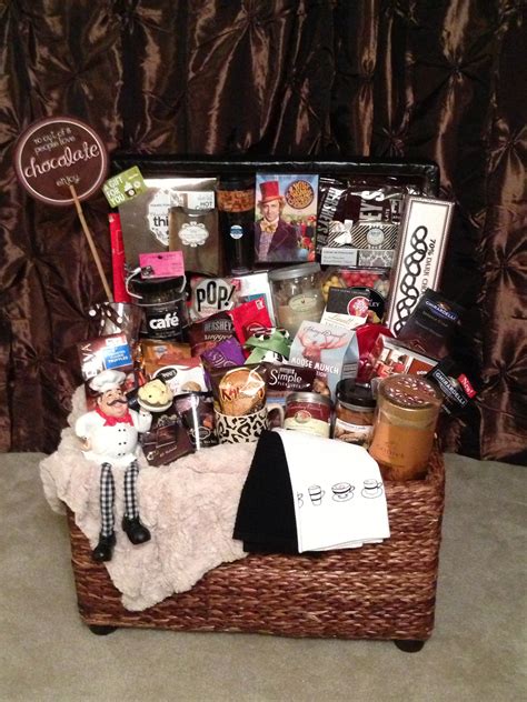 Chocolate lovers gift basket. Made for a school fundraiser. Each class does a basket for a ...