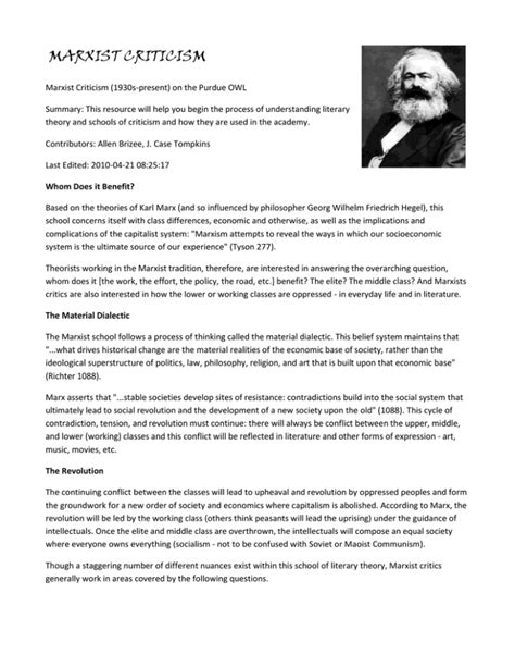 MARXIST CRITICISM Marxist Criticism (1930s