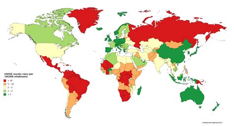 Homicide Rate By Country Map