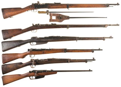 Six Bolt Action Military Rifles -A) French Lebel Model 1886/93 Rifle with Bayonet