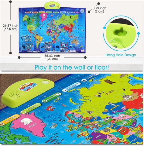 BEST LEARNING i-Poster My World Interactive Map - Original Version – One-Touch Top Tred Toys